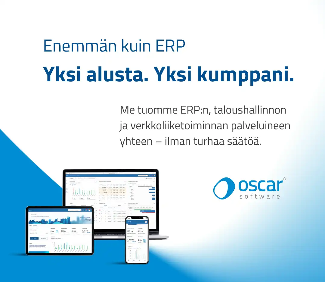 Modulaarinen toiminnanohjausjärjestelmä (ERP) on käytettävissä kaikilla päätelaitteilla.